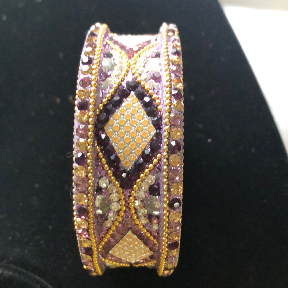 Purple and gold rhinestone cuff bracelet. EUC. - Picture 4 of 5